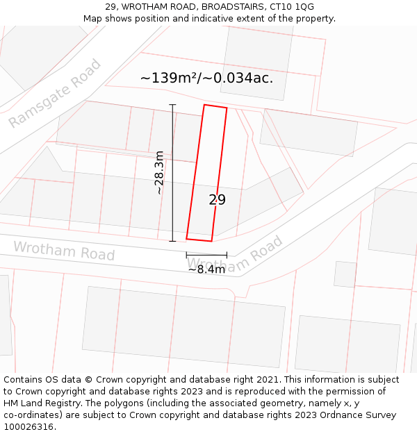 29, WROTHAM ROAD, BROADSTAIRS, CT10 1QG: Plot and title map