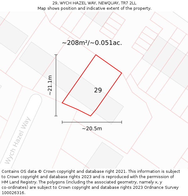 29, WYCH HAZEL WAY, NEWQUAY, TR7 2LL: Plot and title map
