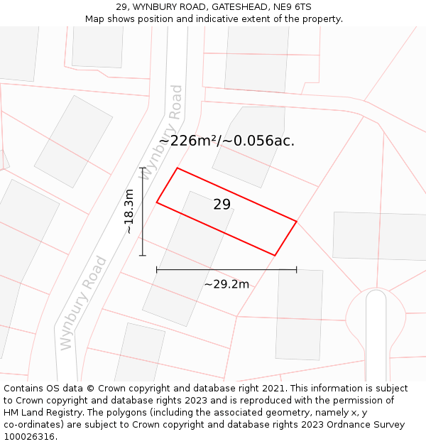 29, WYNBURY ROAD, GATESHEAD, NE9 6TS: Plot and title map