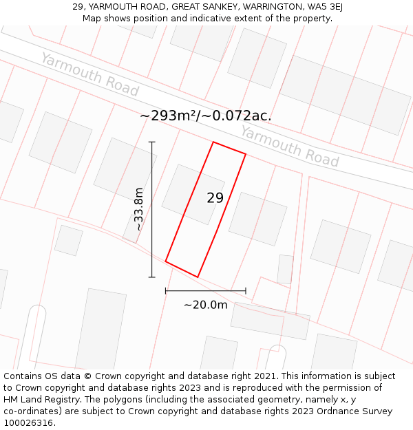 29, YARMOUTH ROAD, GREAT SANKEY, WARRINGTON, WA5 3EJ: Plot and title map