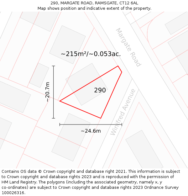 290, MARGATE ROAD, RAMSGATE, CT12 6AL: Plot and title map