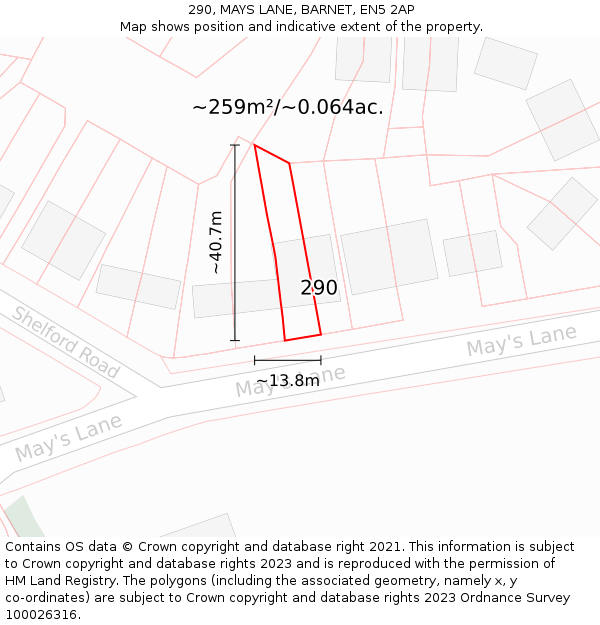 290, MAYS LANE, BARNET, EN5 2AP: Plot and title map