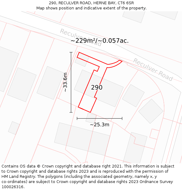 290, RECULVER ROAD, HERNE BAY, CT6 6SR: Plot and title map