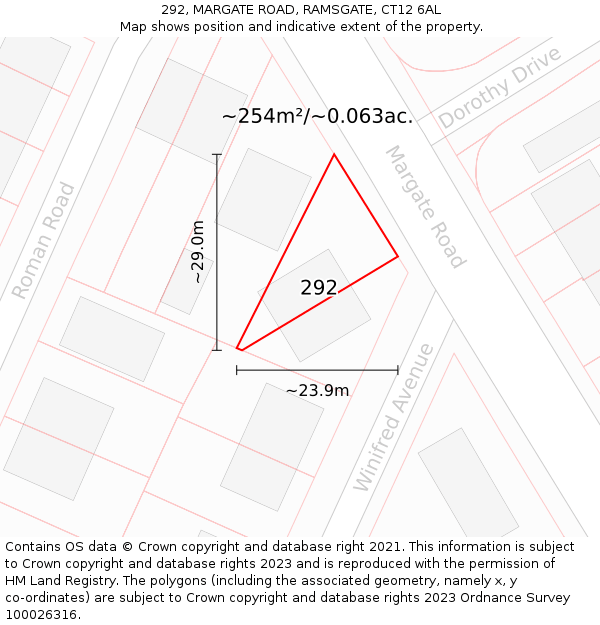 292, MARGATE ROAD, RAMSGATE, CT12 6AL: Plot and title map