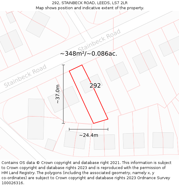 292, STAINBECK ROAD, LEEDS, LS7 2LR: Plot and title map