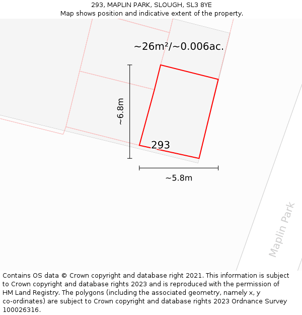 293, MAPLIN PARK, SLOUGH, SL3 8YE: Plot and title map