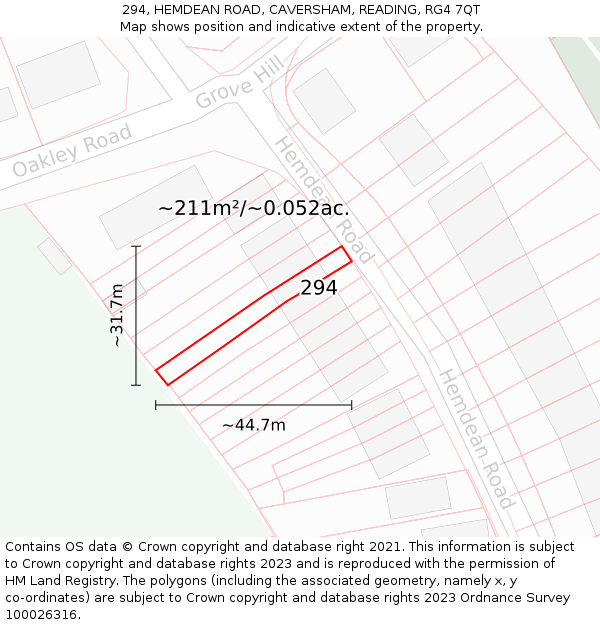 294, HEMDEAN ROAD, CAVERSHAM, READING, RG4 7QT: Plot and title map