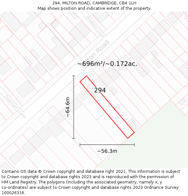 294, MILTON ROAD, CAMBRIDGE, CB4 1LH: Plot and title map