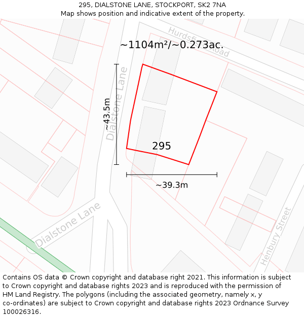 295, DIALSTONE LANE, STOCKPORT, SK2 7NA: Plot and title map