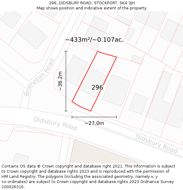 296, DIDSBURY ROAD, STOCKPORT, SK4 3JH: Plot and title map