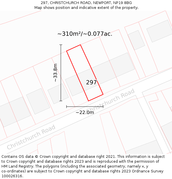 297, CHRISTCHURCH ROAD, NEWPORT, NP19 8BG: Plot and title map
