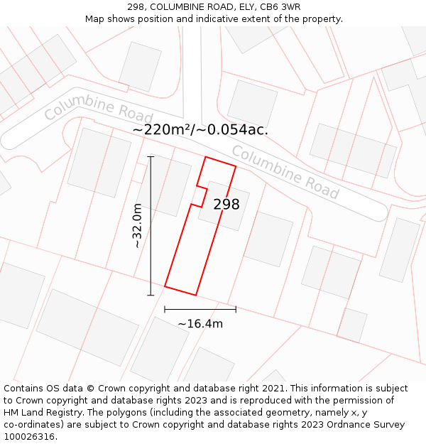 298, COLUMBINE ROAD, ELY, CB6 3WR: Plot and title map