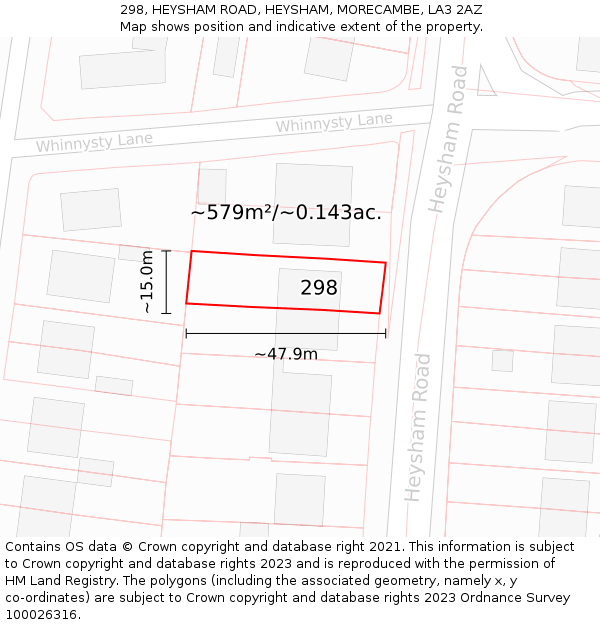 298, HEYSHAM ROAD, HEYSHAM, MORECAMBE, LA3 2AZ: Plot and title map