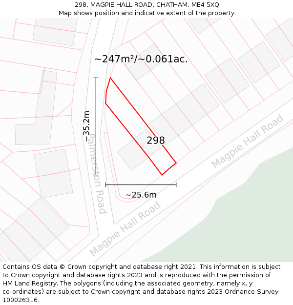 298, MAGPIE HALL ROAD, CHATHAM, ME4 5XQ: Plot and title map