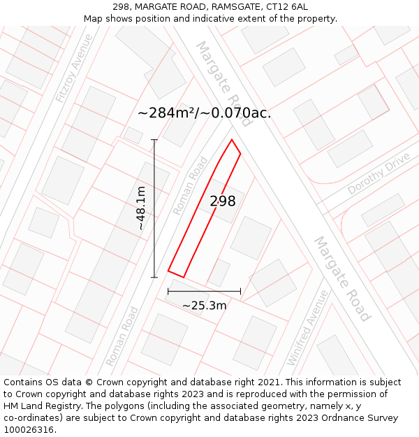 298, MARGATE ROAD, RAMSGATE, CT12 6AL: Plot and title map