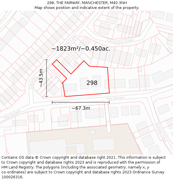 298, THE FAIRWAY, MANCHESTER, M40 3NH: Plot and title map