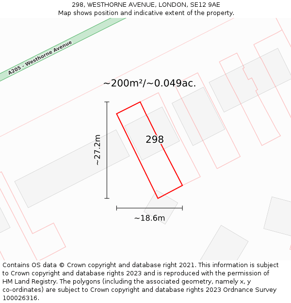 298, WESTHORNE AVENUE, LONDON, SE12 9AE: Plot and title map