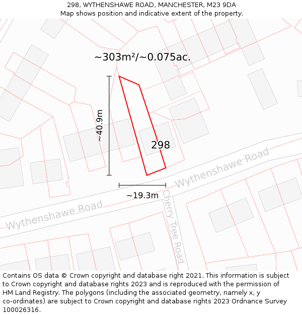 298, WYTHENSHAWE ROAD, MANCHESTER, M23 9DA: Plot and title map