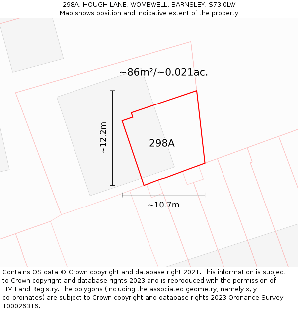 298A, HOUGH LANE, WOMBWELL, BARNSLEY, S73 0LW: Plot and title map