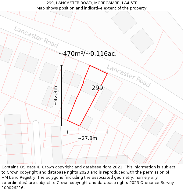 299, LANCASTER ROAD, MORECAMBE, LA4 5TP: Plot and title map