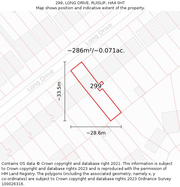 299, LONG DRIVE, RUISLIP, HA4 0HT: Plot and title map