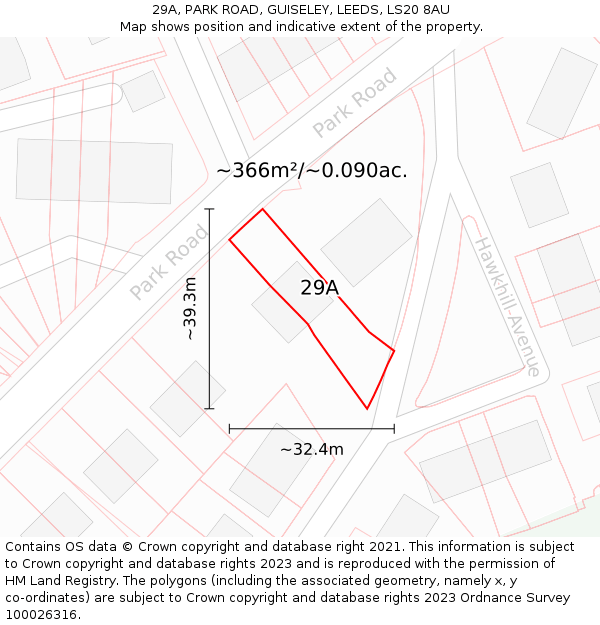 29A, PARK ROAD, GUISELEY, LEEDS, LS20 8AU: Plot and title map