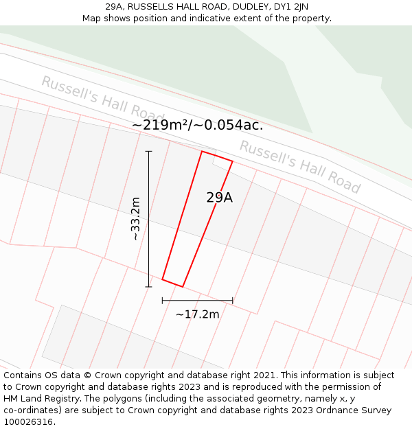 29A, RUSSELLS HALL ROAD, DUDLEY, DY1 2JN: Plot and title map