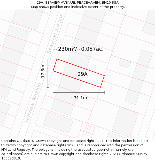 29A, SEAVIEW AVENUE, PEACEHAVEN, BN10 8SA: Plot and title map