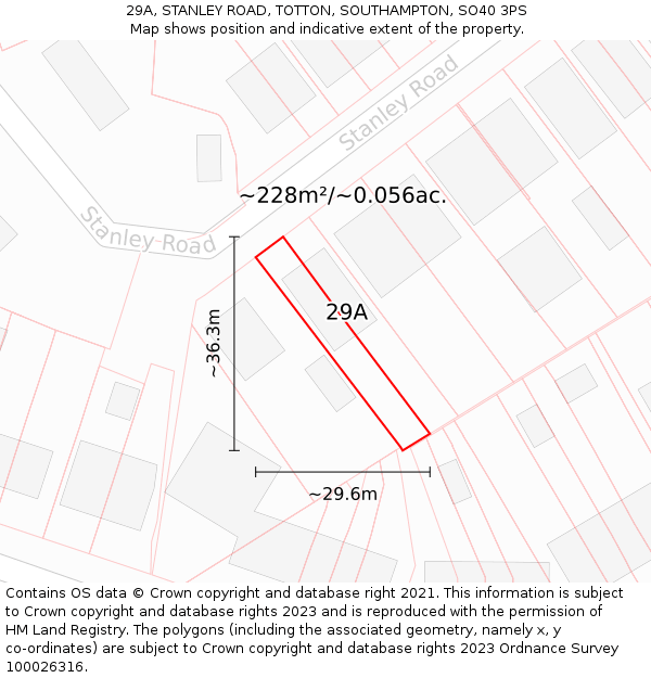 29A, STANLEY ROAD, TOTTON, SOUTHAMPTON, SO40 3PS: Plot and title map