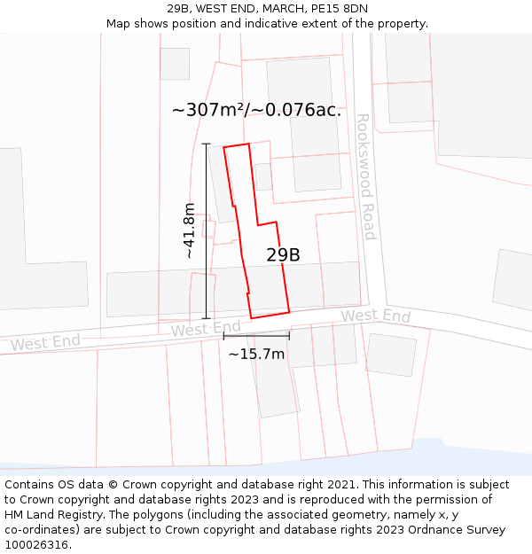 29B, WEST END, MARCH, PE15 8DN: Plot and title map