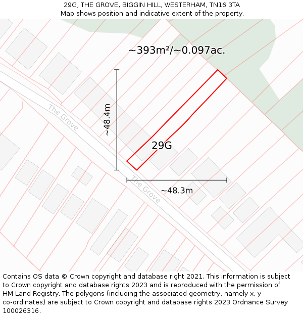 29G, THE GROVE, BIGGIN HILL, WESTERHAM, TN16 3TA: Plot and title map