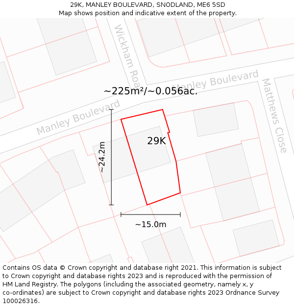 29K, MANLEY BOULEVARD, SNODLAND, ME6 5SD: Plot and title map