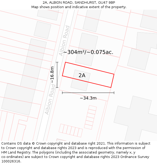 2A, ALBION ROAD, SANDHURST, GU47 9BP: Plot and title map