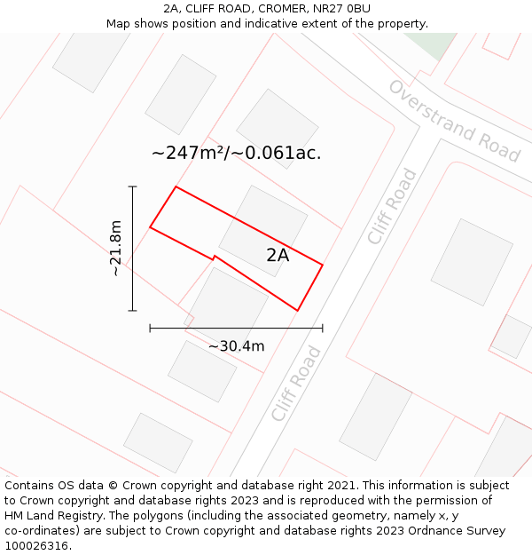 2A, CLIFF ROAD, CROMER, NR27 0BU: Plot and title map