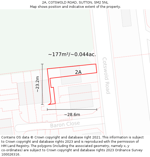 2A, COTSWOLD ROAD, SUTTON, SM2 5NL: Plot and title map