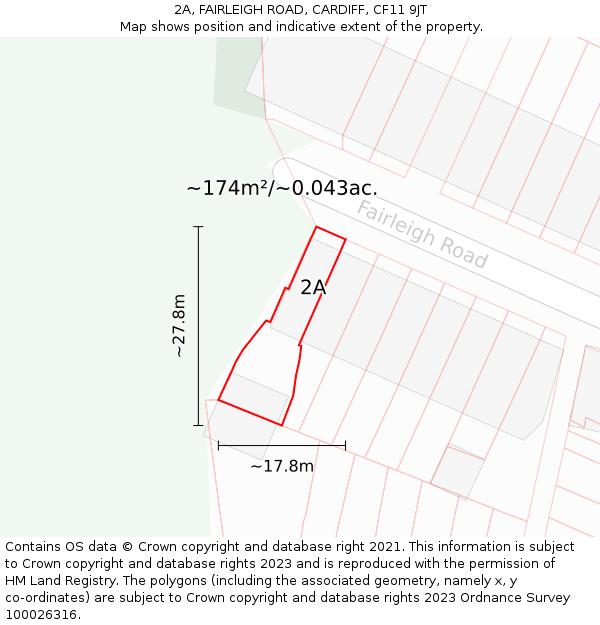 2A, FAIRLEIGH ROAD, CARDIFF, CF11 9JT: Plot and title map