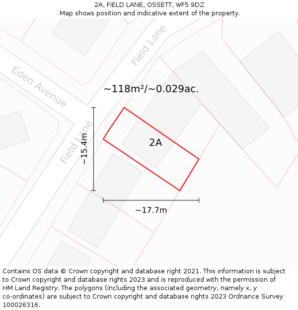 2A, FIELD LANE, OSSETT, WF5 9DZ: Plot and title map