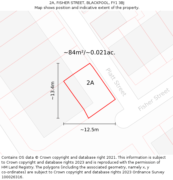 2A, FISHER STREET, BLACKPOOL, FY1 3BJ: Plot and title map