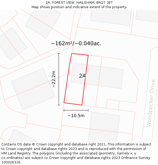 2A, FOREST VIEW, HAILSHAM, BN27 3ET: Plot and title map