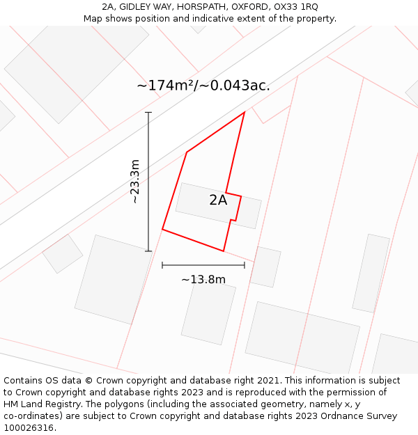 2A, GIDLEY WAY, HORSPATH, OXFORD, OX33 1RQ: Plot and title map