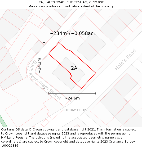 2A, HALES ROAD, CHELTENHAM, GL52 6SE: Plot and title map