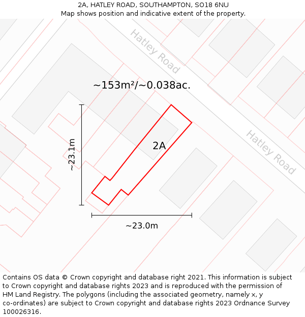 2A, HATLEY ROAD, SOUTHAMPTON, SO18 6NU: Plot and title map