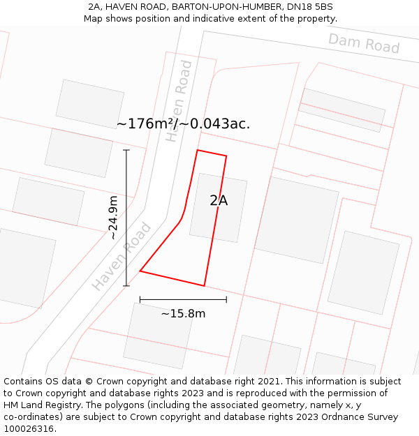 2A, HAVEN ROAD, BARTON-UPON-HUMBER, DN18 5BS: Plot and title map