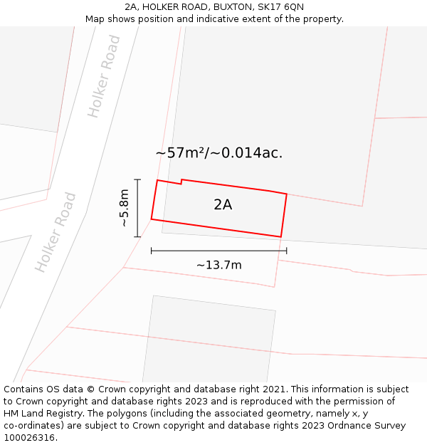 2A, HOLKER ROAD, BUXTON, SK17 6QN: Plot and title map