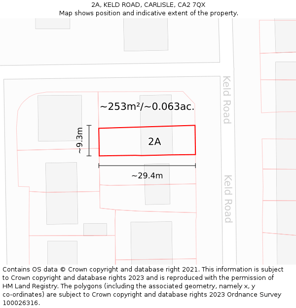 2A, KELD ROAD, CARLISLE, CA2 7QX: Plot and title map