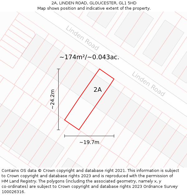 2A, LINDEN ROAD, GLOUCESTER, GL1 5HD: Plot and title map