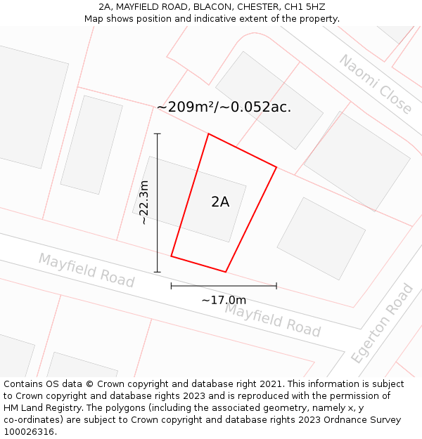 2A, MAYFIELD ROAD, BLACON, CHESTER, CH1 5HZ: Plot and title map