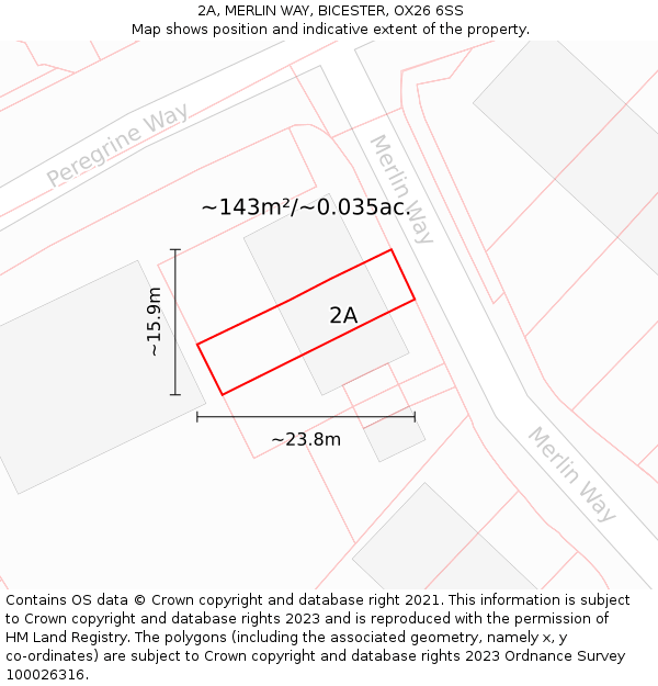 2A, MERLIN WAY, BICESTER, OX26 6SS: Plot and title map