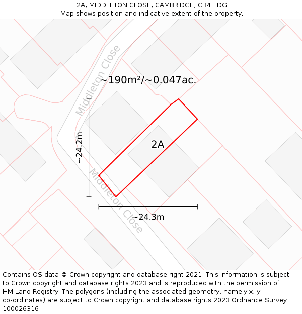 2A, MIDDLETON CLOSE, CAMBRIDGE, CB4 1DG: Plot and title map