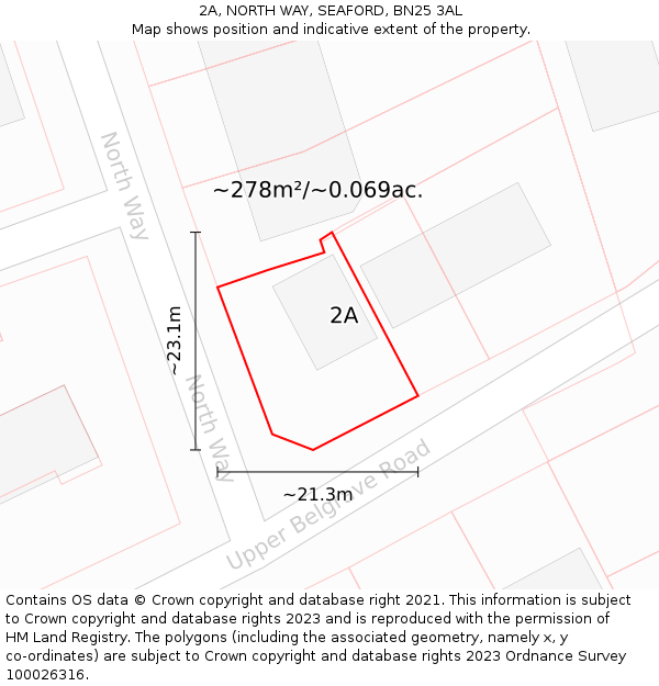 2A, NORTH WAY, SEAFORD, BN25 3AL: Plot and title map